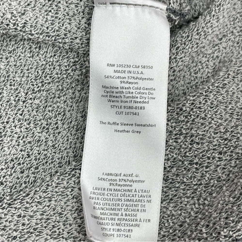 Current/Elliott The Ruffle Sleeve Sweatshirt in Heather Grey Size 2; US Medium - Picture 13 of 16